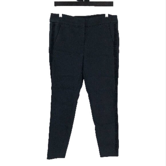 LOFT Marisa Pants Black Side Velvet Stripe Tuxedo Stripe Career Work Ankle Pant - Picture 1 of 8